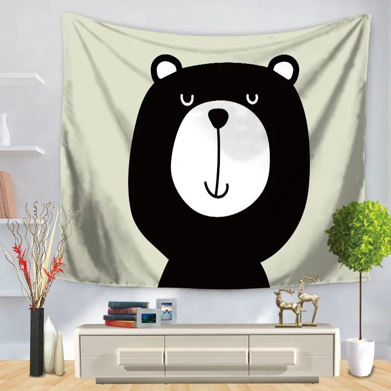 Мультяшный большой головы Рыба Медведь Пингвин гобелен настенный гобелены