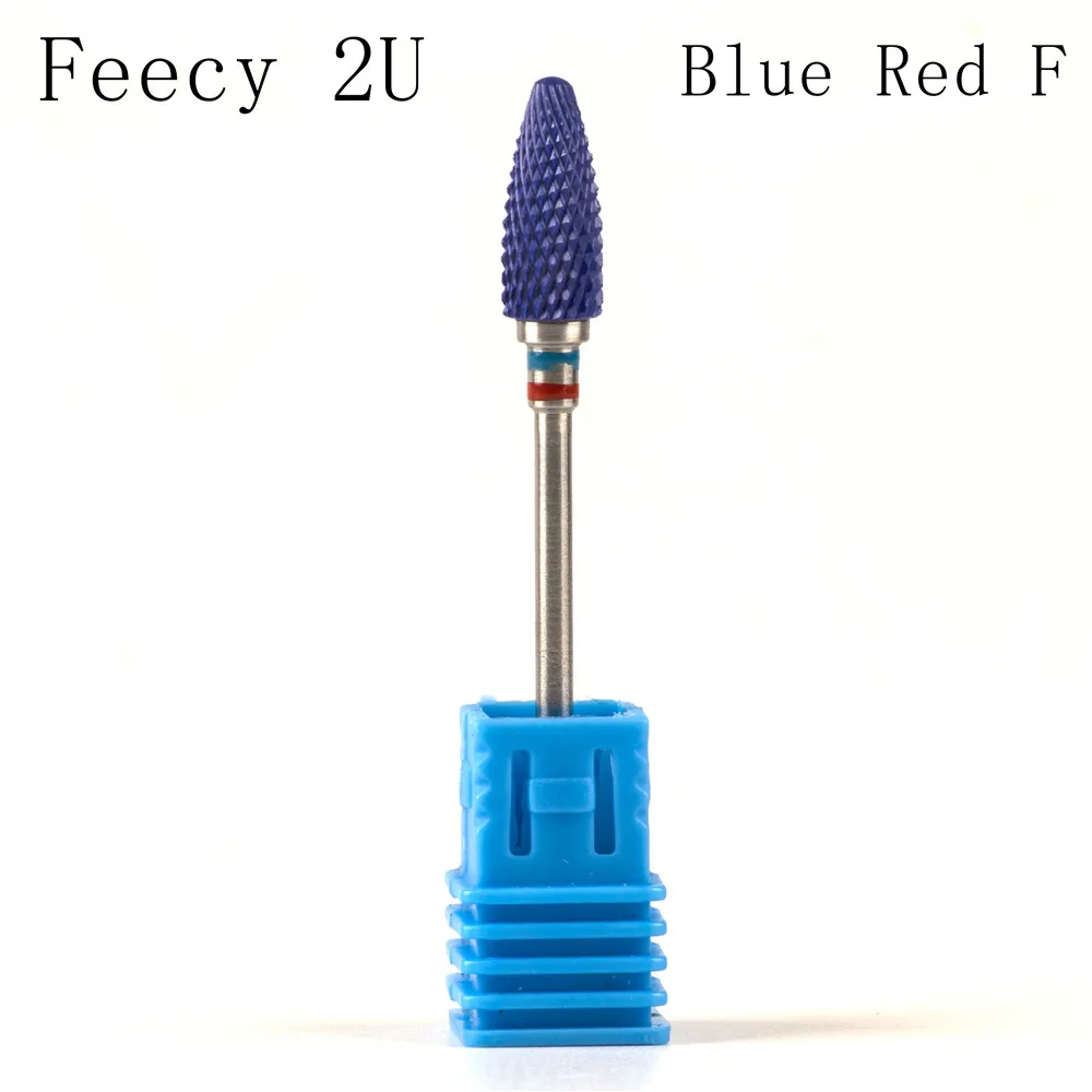Feecy 2U blue red F Карбид вольфрама сверла для ногтей фрезы для Электрический маникюр ногтей сверлильный станок аксессуары для ногтей Резак для педикюра - Цвет: Feecy 2U blue red F