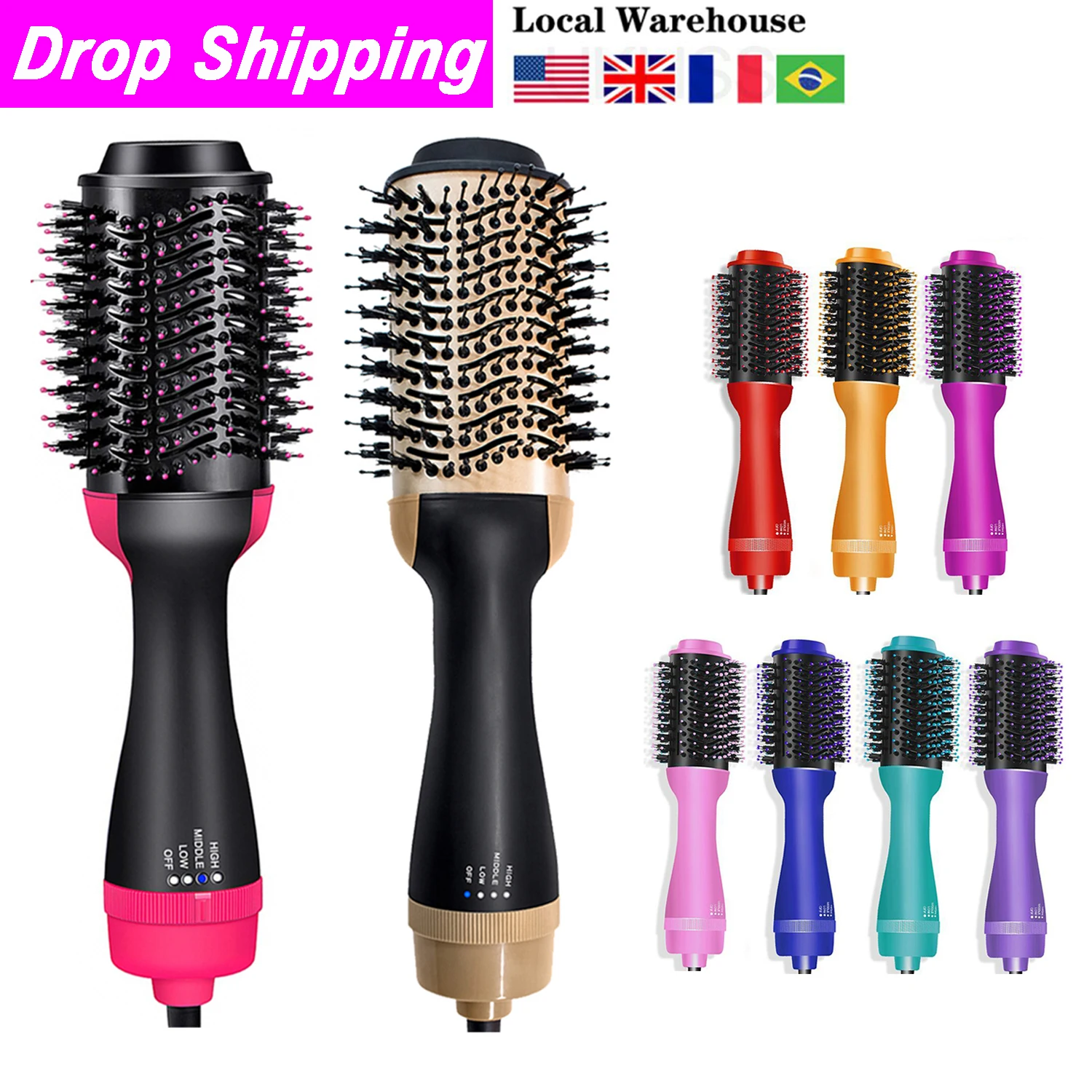 

Professional One Step Electric Hair Dryer Comb Hot-air Brush Hair Curling Iron Rotating Brush Women Hairdryer Hairstyling Tools