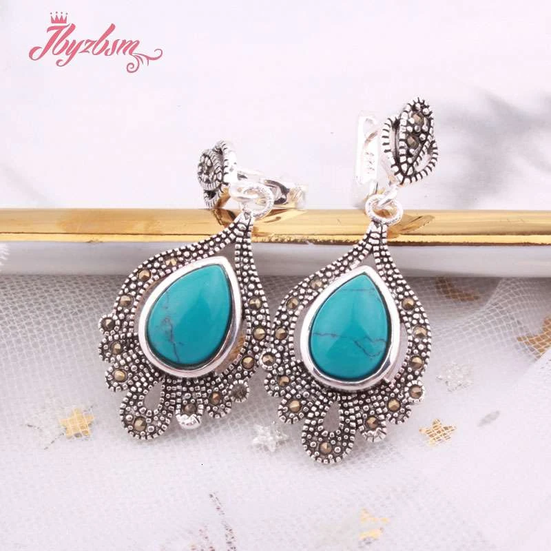 Turquoise 8x12 мм каплевидные Агаты, кристальная оболочка, коралловые каменные бусины, ювелирные изделия, серьги для женщин, рождественский подарок, модные Висячие серьги Huggie, 1 пара - Окраска металла: Turquoise