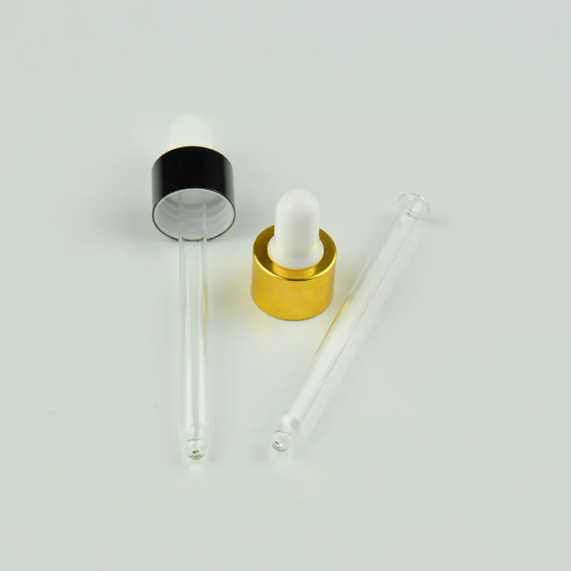 

20-500pcs Circle Essential Oil Bottles Cap Black/gold/silver Size18/410 Cover Metal Ring Lid with Glass Dropper Pipe 30/50/100ml