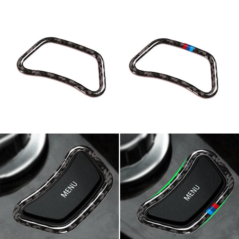 

Car Styling Real Carbon Fiber Interior Center Control MENU Button Frame Cover Trim For BMW 5 Series E60 E61 2004 2005 2006 -2010