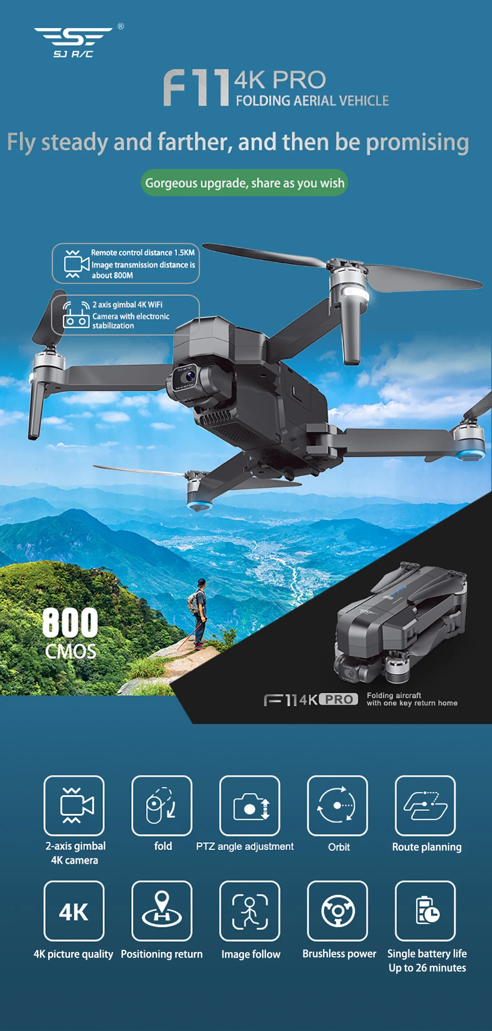 Дрон F11 PRO 4K/F11S камера 4K HD WIFI FPV GPS складной Радиоуправляемый 3 км | Электроника