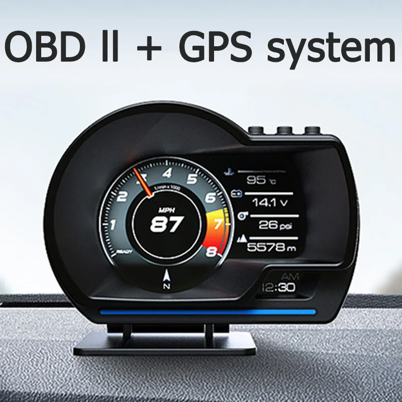 

Тахометр с индикатором показателей OBD2 HUD GPS цифровой спидометр OBD2 измеритель температуры масла воды турбо повышающий превышение скорости с...