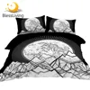 BlessLiving Moon Bedding Set Moonlight Duvet Cover Set for Adults Mountain Slopes Bed Cover Hilly Terrain 3D Printed Bedspreads 1