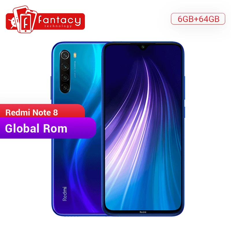 Xiaomi Redmi Note 8 смартфон с восьмиядерным процессором Snapdragon 665 ОЗУ 6 ГБ ПЗУ 64 48 МП 4000 мАч