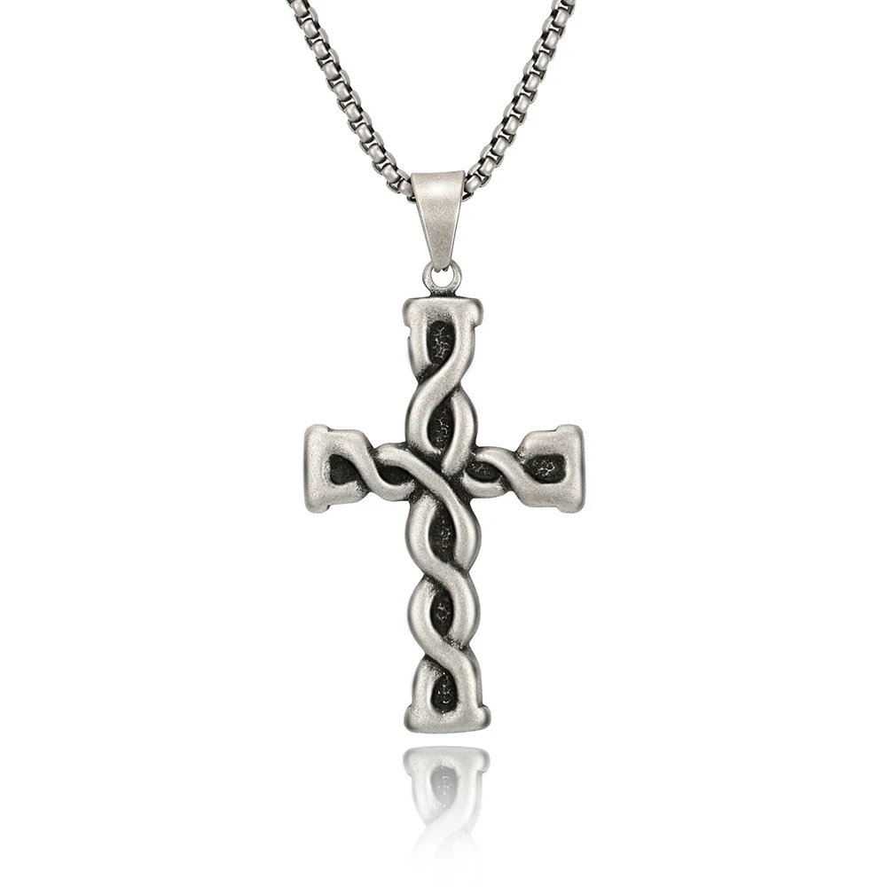 

BOFEE Cross Chain Long Necklace Pendant Vintage Stainless Steel Charm Chocker Personalized Fashion Jewelry Gift Unisex Women Men