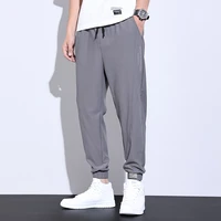 2021 section men loose drawstring trousers fashion korean casual straight tooling pants student cotton men ankle length pants