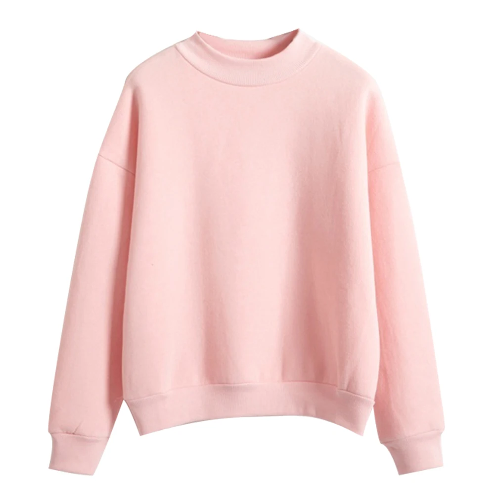 Women Pullovers Hoodies Autumn Winter Casual Solid Color Crew Neck Long Sleeve Sweatshirt Pullover Ladies Loose Tops Plus Size