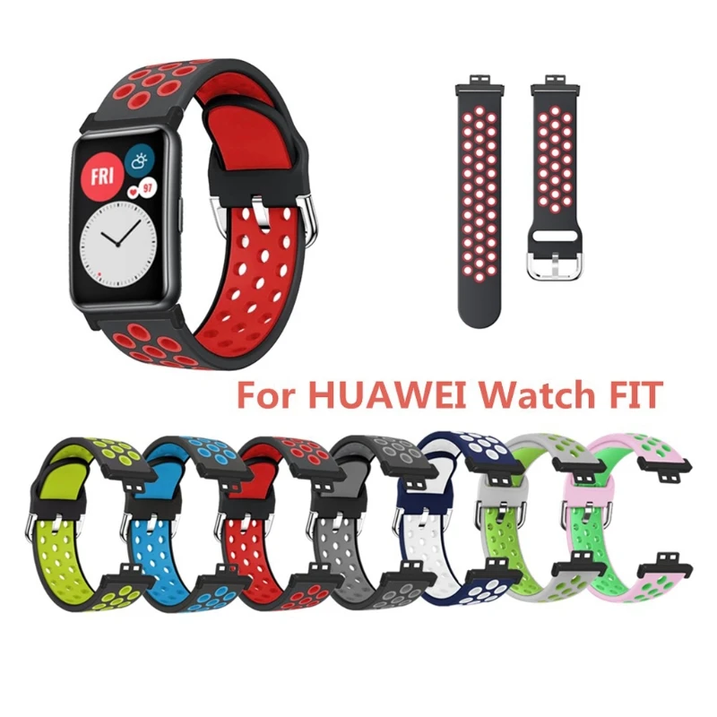 

Durable Two-color Silicone Wristband Watch Band Wrist Strap For-Huawei Watch Fit Smart Wristband Accessories