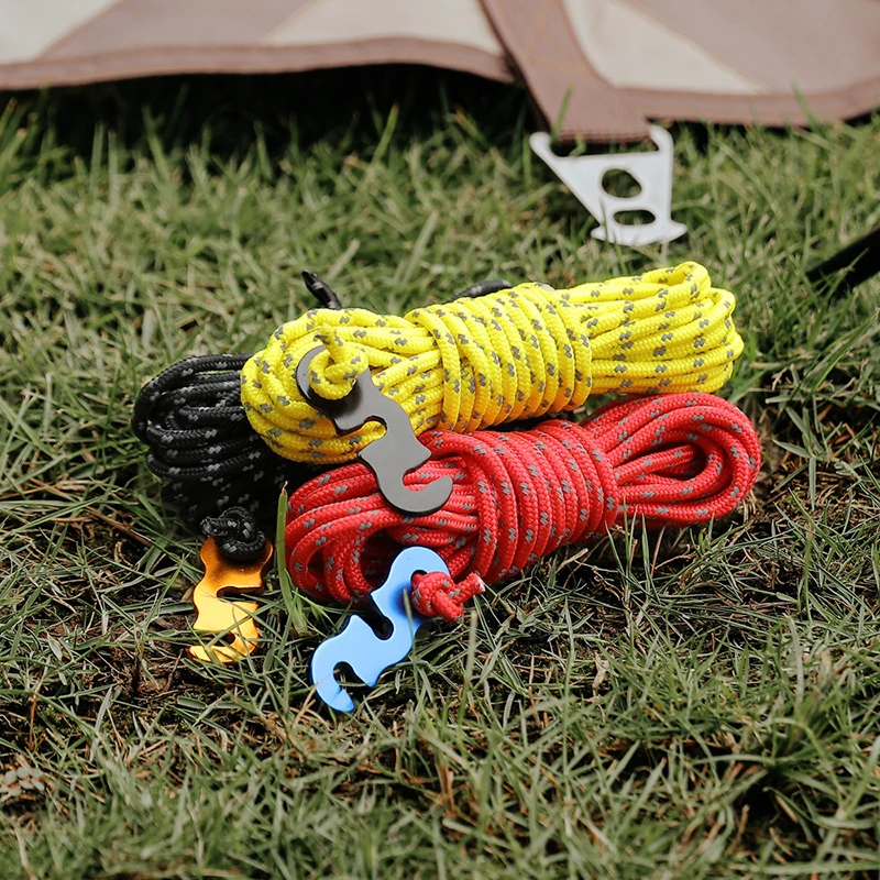 

4pcs 4m Outdoor Tent Reflective Cords Lightweight Camping Rope with Aluminum Alloy Buckle Thick Rope for Tent Tarp LDF668