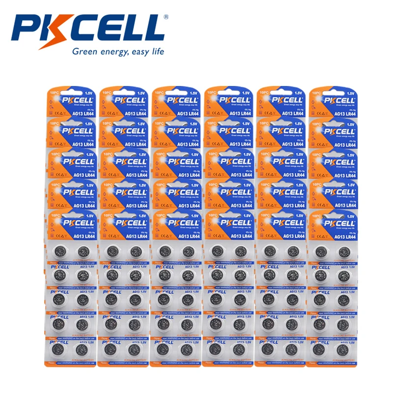 300 шт. щелочные батарейки PKCELL AG13 LR44 для часов G13 A76 76A 357 SR44W|Часовые батарейки| |