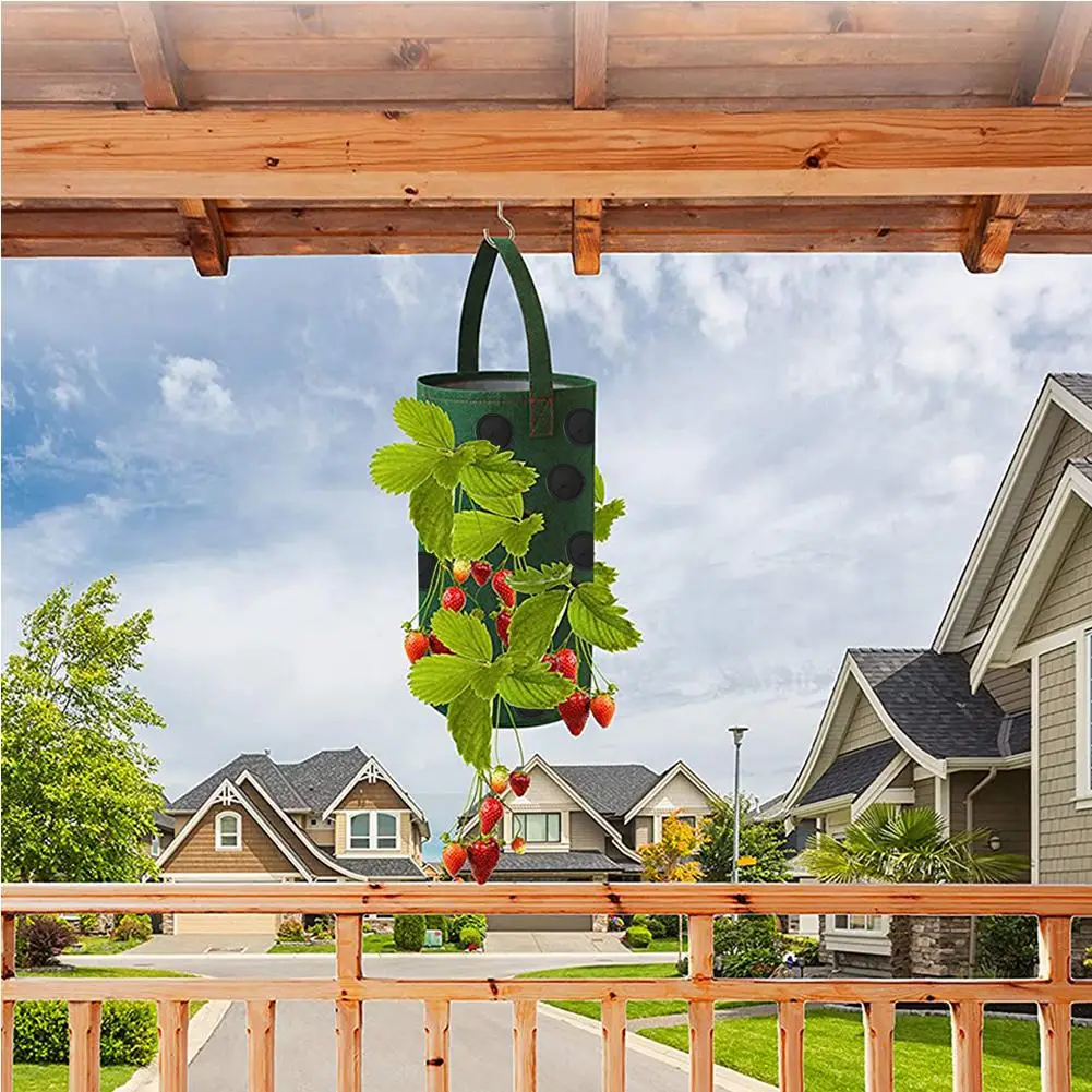 

Strawberry Planting Bag Hanging Beauty Planting Bag Non-woven Planter Reusable Bare Root Plant Growing Bag Garden Supplies