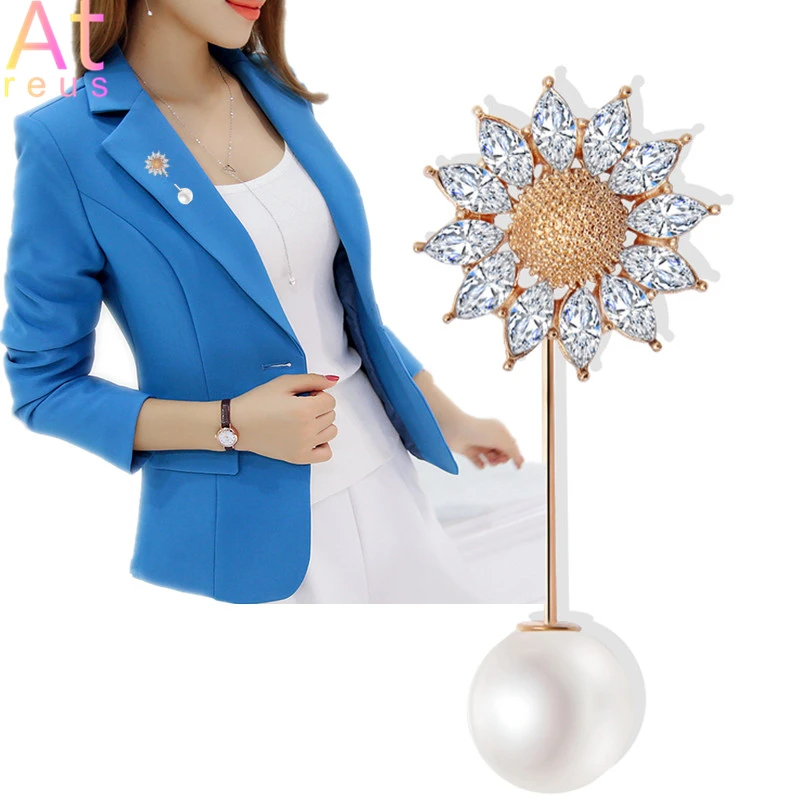 Модная Маргаритка цветок отворот булавки жемчужина цветочный узор женские