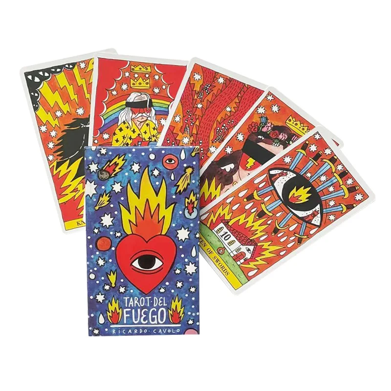 

Tarot Del Fuego Oracle Cards English Version Deck Tarot Table Game Playing Card Divination Fate Board Games PDF Guidebook