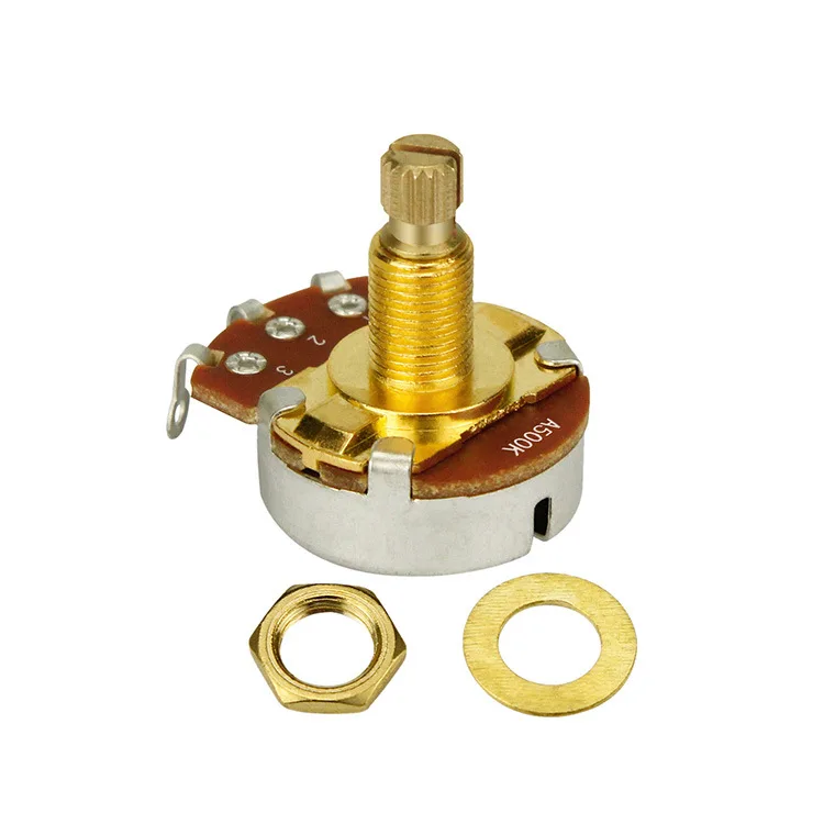 

Ohello 2pcs Full Size A250K/A500K/B250K/B500K Bass Guitar Potentiometer Long Shaft 18MM Pots Gold Plated