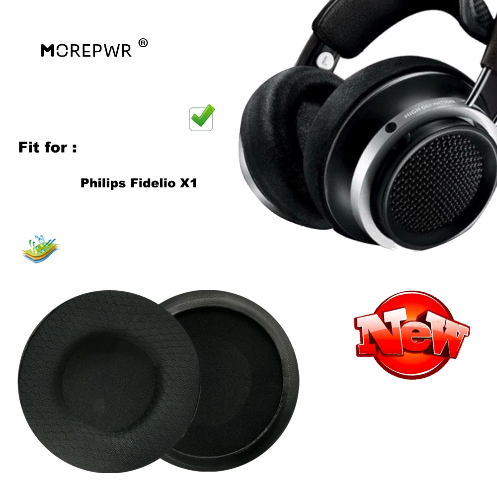 

Morepwr New upgrade Replacement Ear Pads for Philips Fidelio X1 Headset Parts Leather Cushion Velvet Earmuff Headset Sleeve