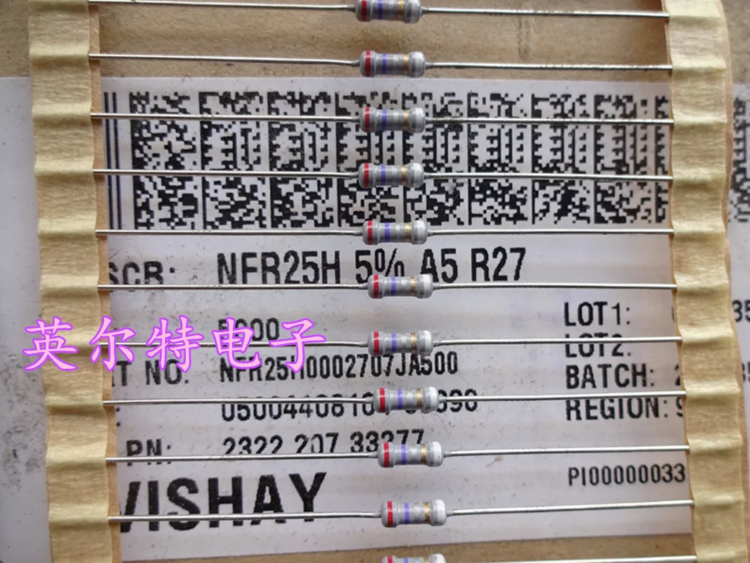 100pcs U.S. VISHAY NFR-25 0.25W 0.27R 1/4W 0.27 Euro 15 = free shipping | Resistors