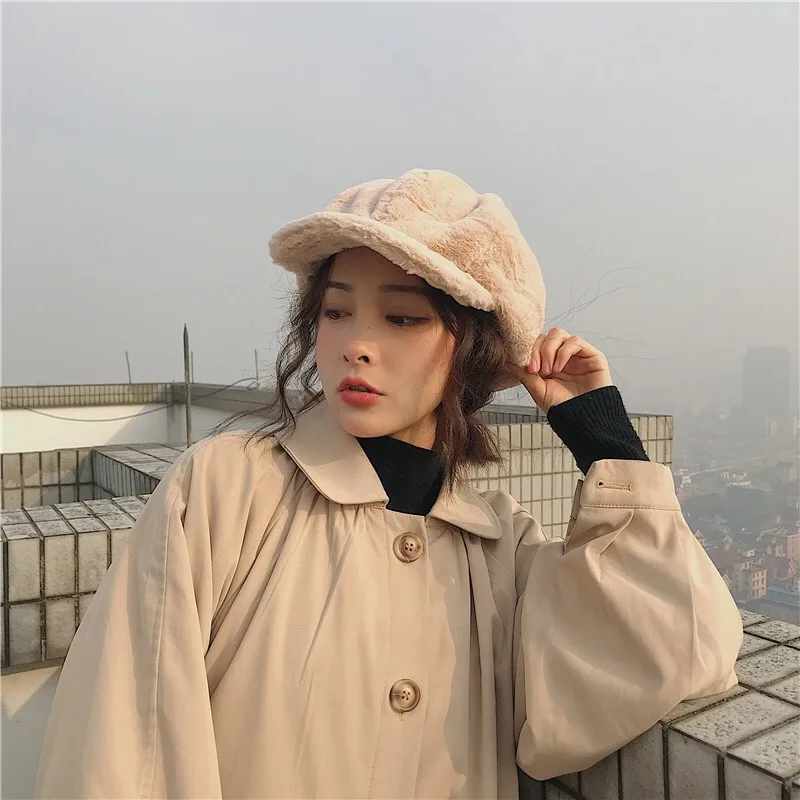 Женские головные уборы из мягкого флиса осенне-зимние женские береты с мехом