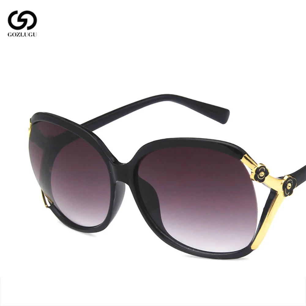Oversized sunglasses retro big ladies round black GOZLUGU | Аксессуары для одежды