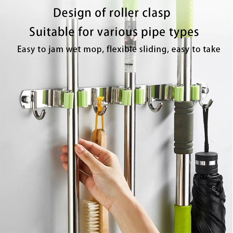 

Broom Holder, Heavy Duty Practical Clip Mop Organizer Wall Mount Storage, Space Saving Hanger Multifunction(1 PCS)