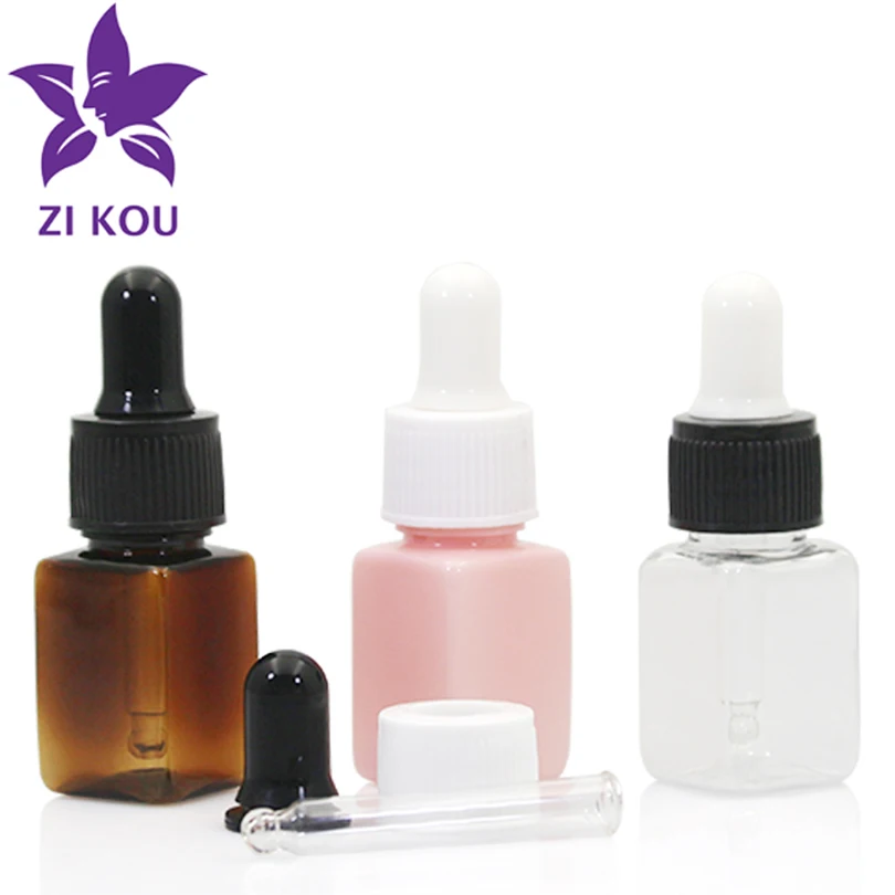 

1pcs/lot 10ml High Quality Plastic Square Bottle Glass Dropper Bottle Reusable Travel Essential oil Small Empty Comstics Bottle