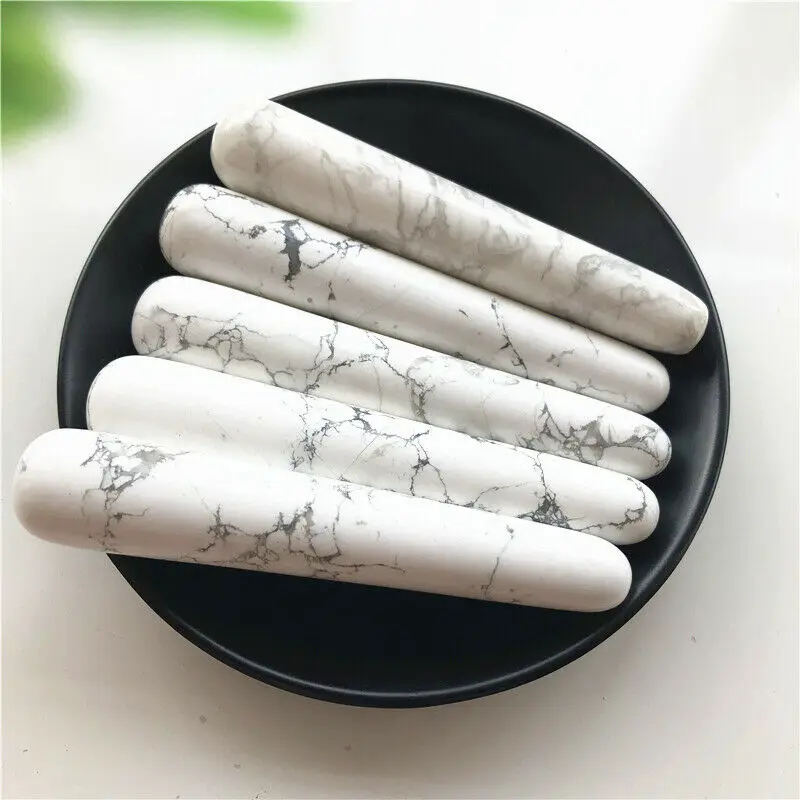 Роликовая палочка для массажа лица 1 шт. из натурального белого камня Howlite Массажа