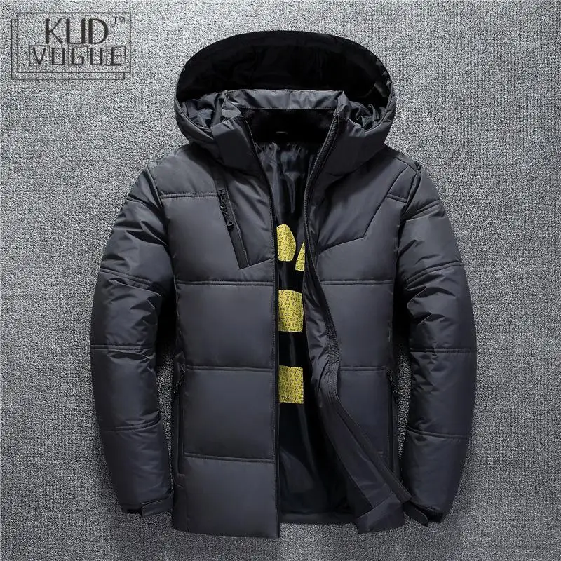 Мужская зимняя теплая куртка на утином пуху лыжная зимнее пальто с капюшоном