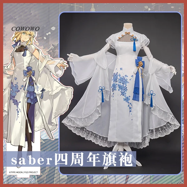 Аниме! Fate/Grand Order Altria Pendragon Saber тема 4th Anniversary Cheongsam сексуальное платье униформа