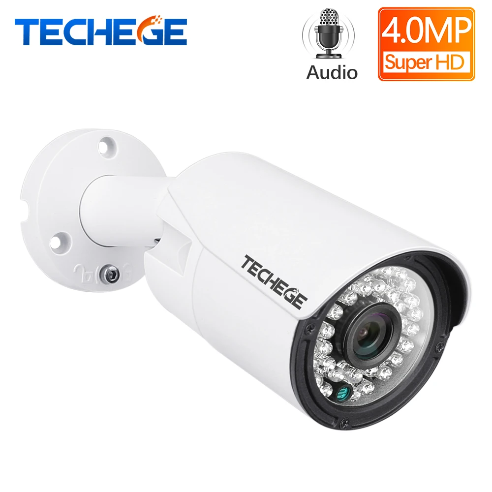 Techege H.265 аудио безопасности IP камера POE 4MP ONVIF Открытый водонепроницаемый CCTV Камера