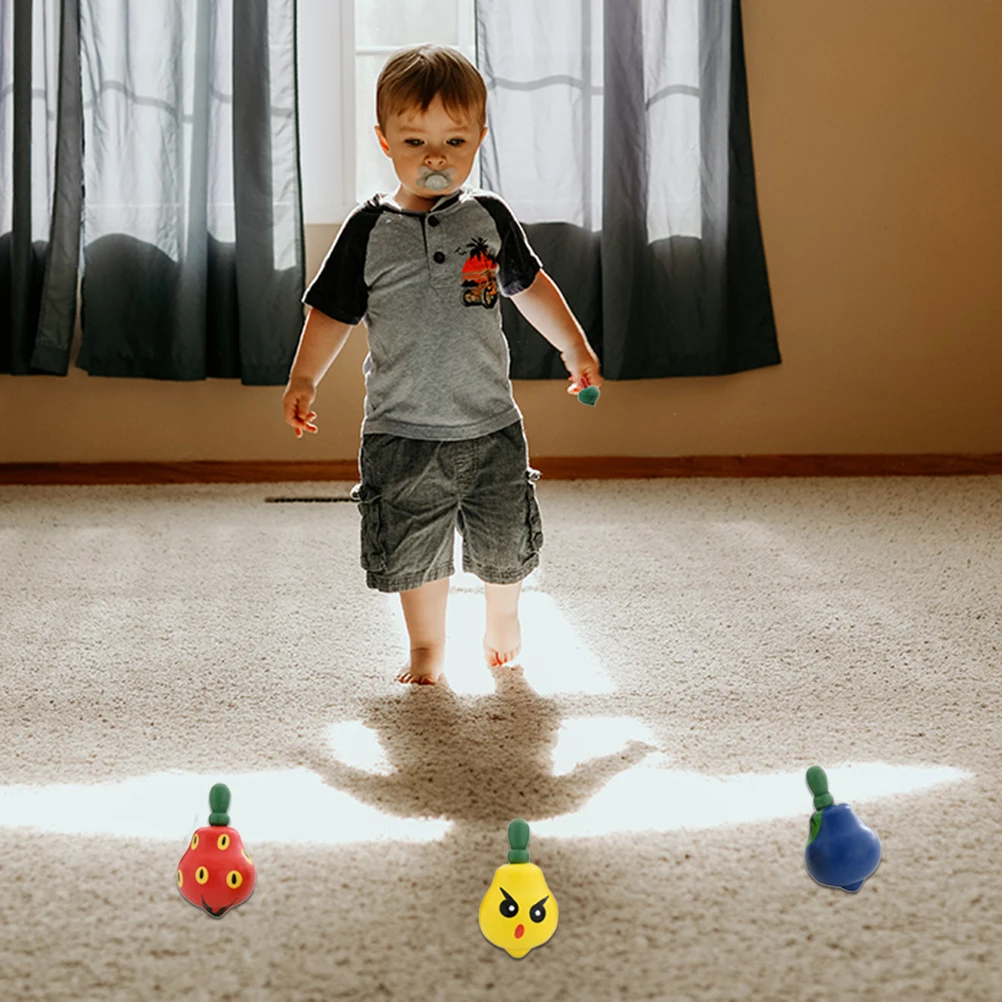 Kid'S Забавные игрушки 4 шт. дерево ручной работы в форме фруктов волчок вращение