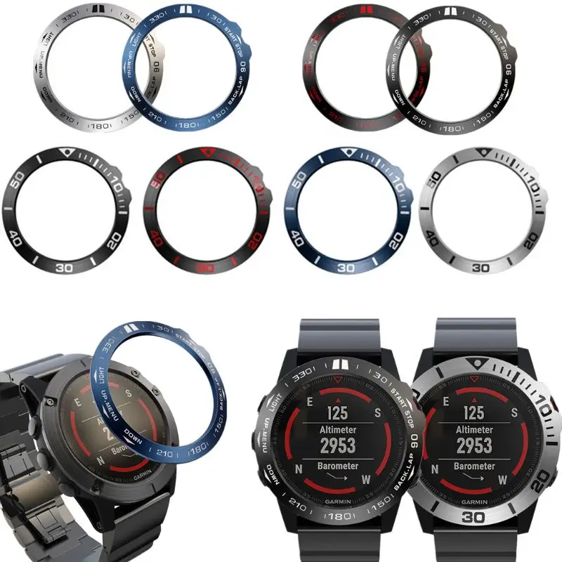 Металлическое кольцо с клейкой крышкой для смарт часов Garmin Fenix 5X и