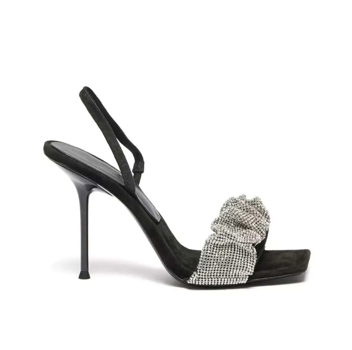 

Female Shoes Flock Square Toe Slippers Casual Glitter Slides Low Thin Heels Heeled Mules 2021 Luxury Jelly High Fabric Rubber Cr