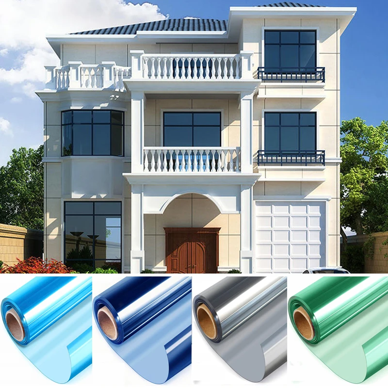 

One Way Privacy Self-adhesive Window Film UV Blocking Heat Control Solar Foil Mirror Reflective Glass Tint for Home Office