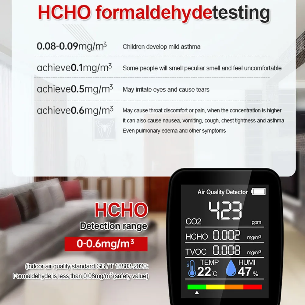 Детектор качества воздуха измеритель CO2 тестер углекислого газа TVOC