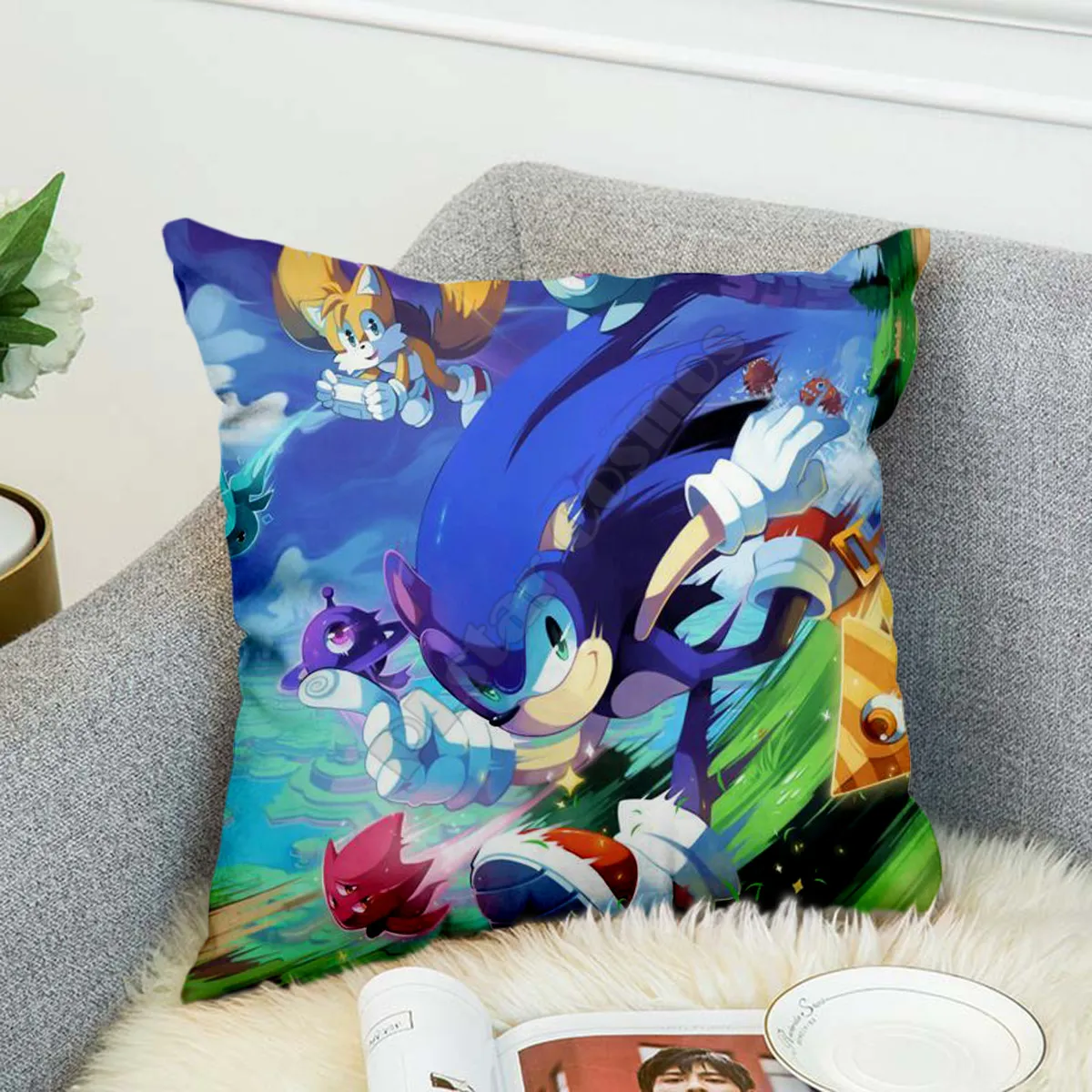 

Funny Cartoons SONIG 3D printed Polyester Decorative Pillowcases Throw Pillow Cover Square Zipper Pillow cases style-6