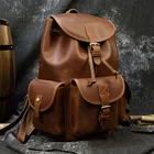 Рюкзак мужской из натуральной кожи с замком, большой вместимости