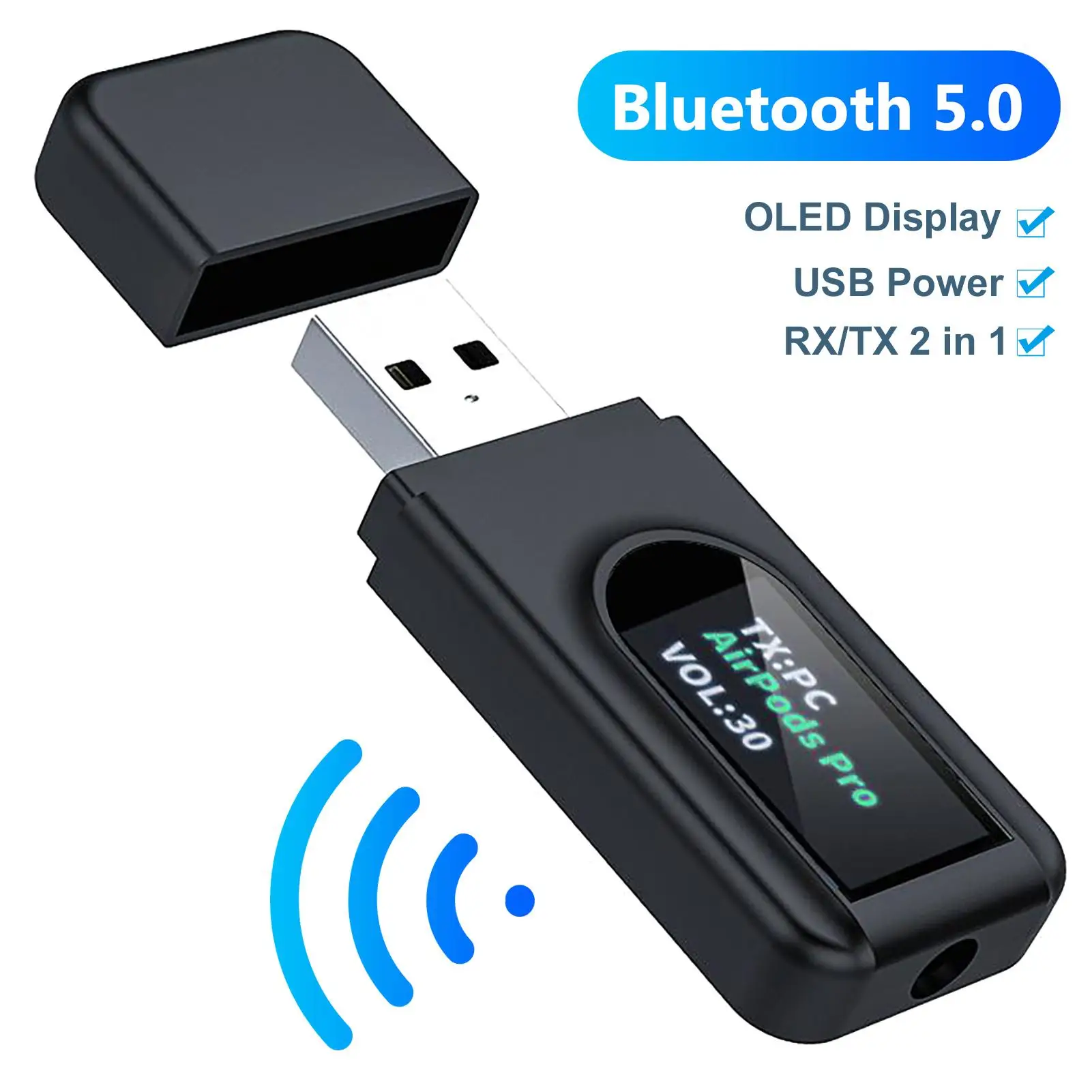 

2 в 1 Bluetooth 5.0 беспроводной ЖК-дисплей музыкальный приемник передатчик для телевизора/ПК