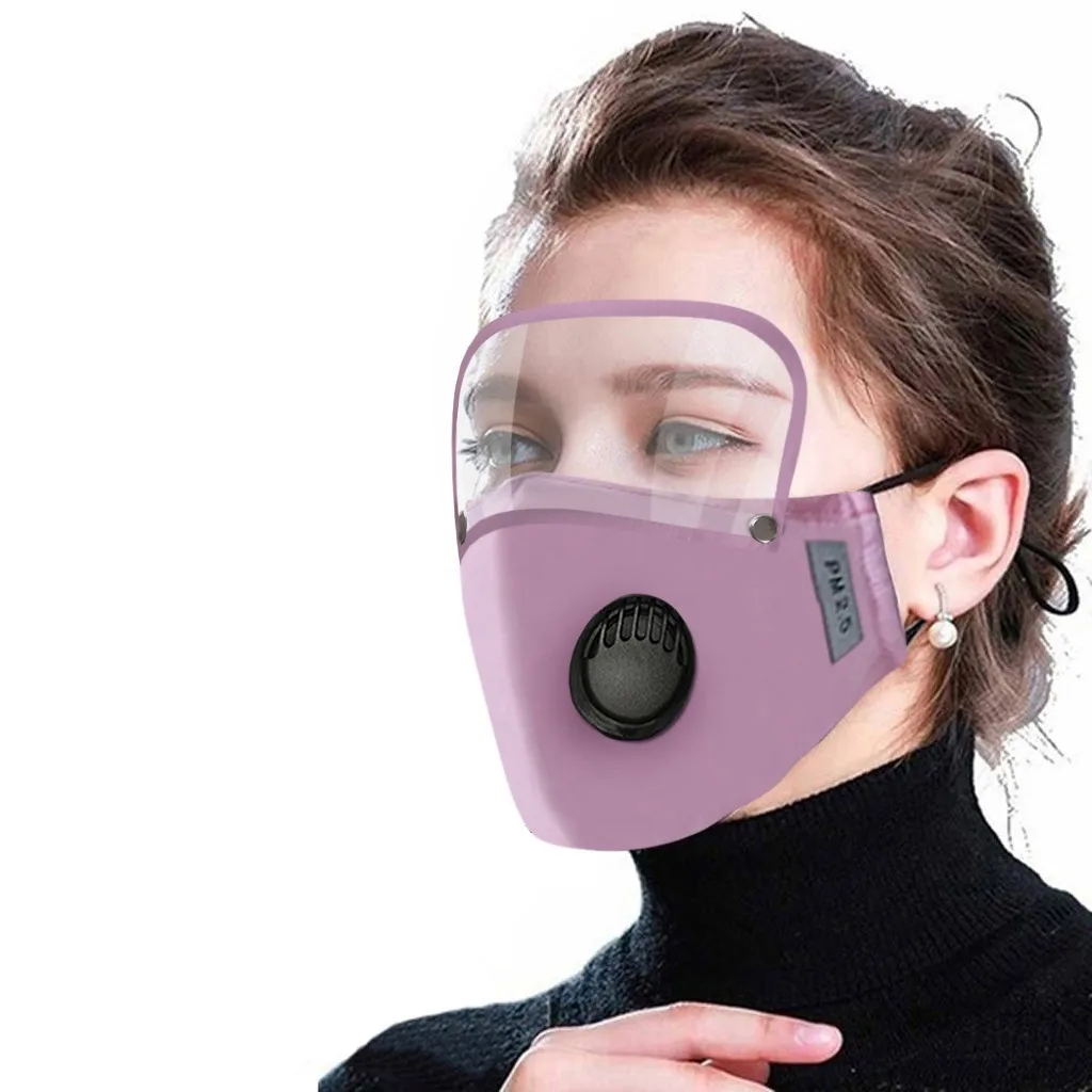 

5PC solid color visible Mask Adult Dustproof and breathable Reusable Protect Face Mask with Detachable Eyes Shield for out use