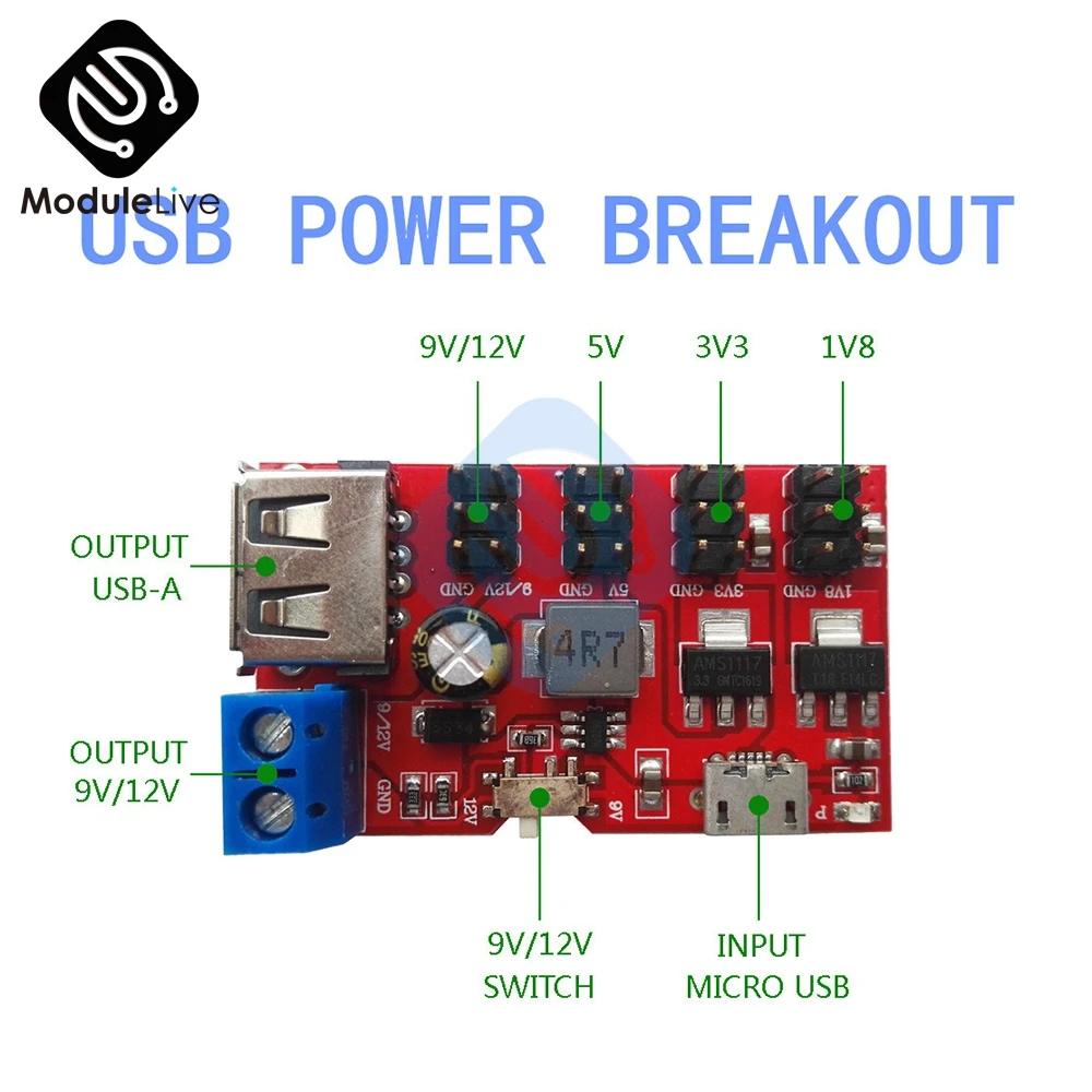 1 шт. мини usb модуль питания от постоянного тока до микро 5 В 8 12 в 3 9 переключатель