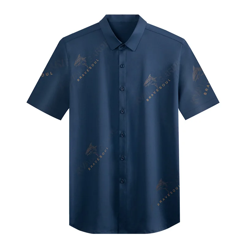 

Printed short sleeve shirt men's 2021 summer new young men's Lapel cool casual thin half sleeve shirt