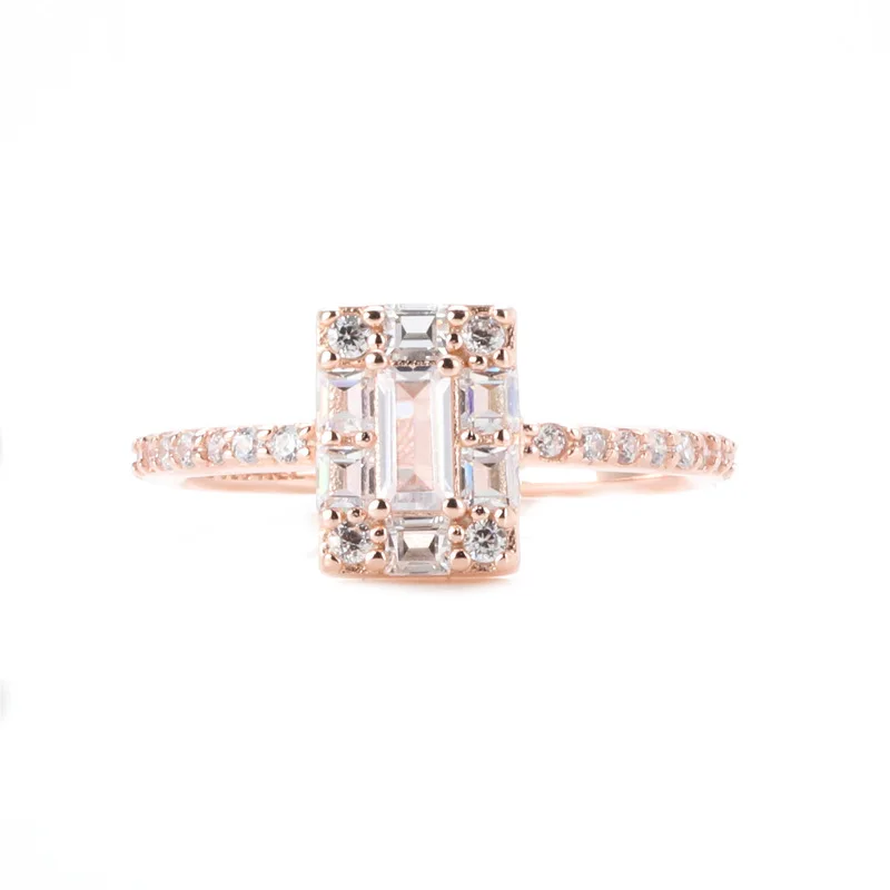 

925 Sterling Silver pandoradora Ring Rose Luminous Ice With Crystal Rings For Women Wedding Party Gift Fine Jewelry