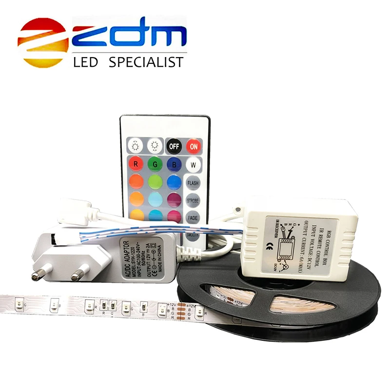 Светодиодный ленточный светильник DC 12V 5m 3528 диодный RGB 300 светодиодный s + 24key ИК