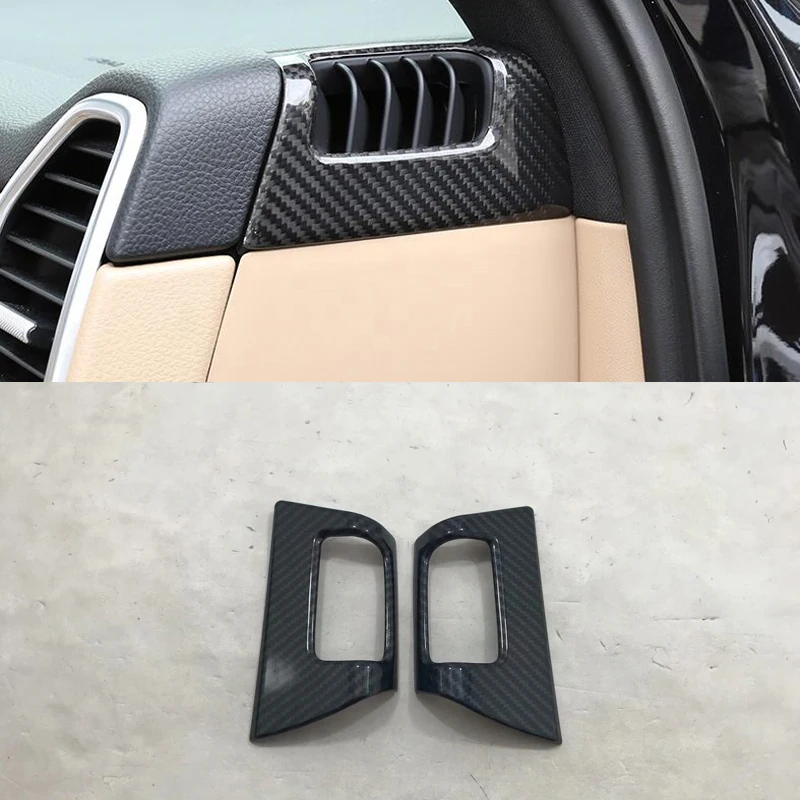 

2 шт., накладки на решетку вентиляционного отверстия автомобильного кондиционера для Porsche Cayenne 2018-2021 из углеродного волокна и АБС-пластика, а...