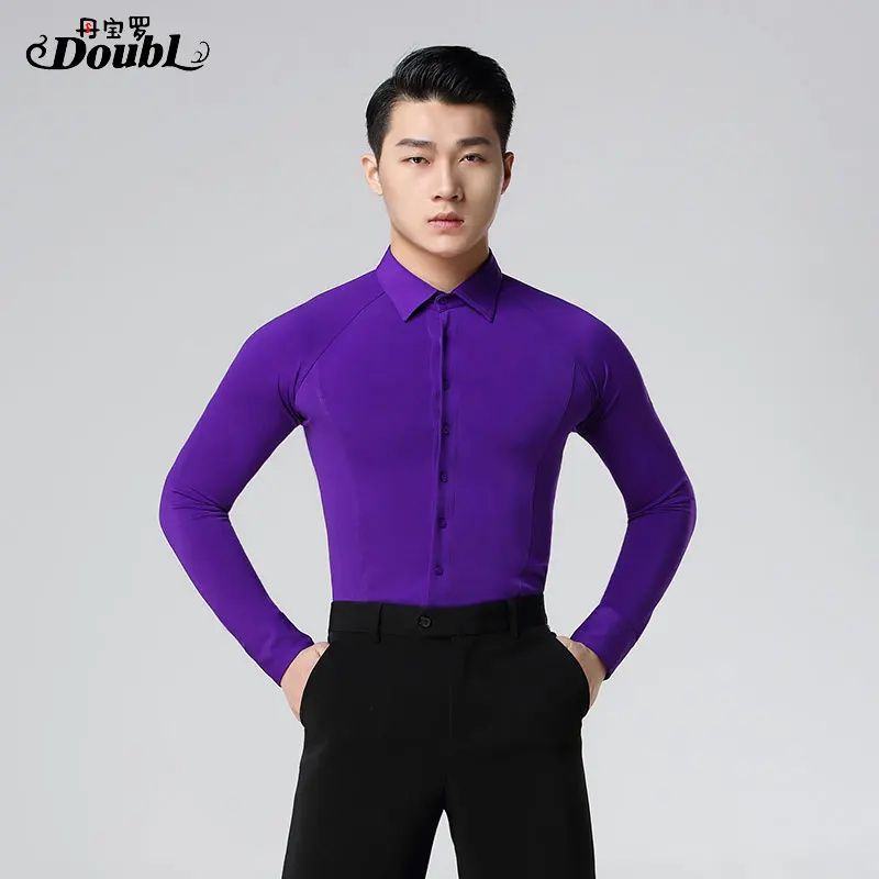 Мужская рубашка для бальных танцев белая классическая с пуговицами одежда