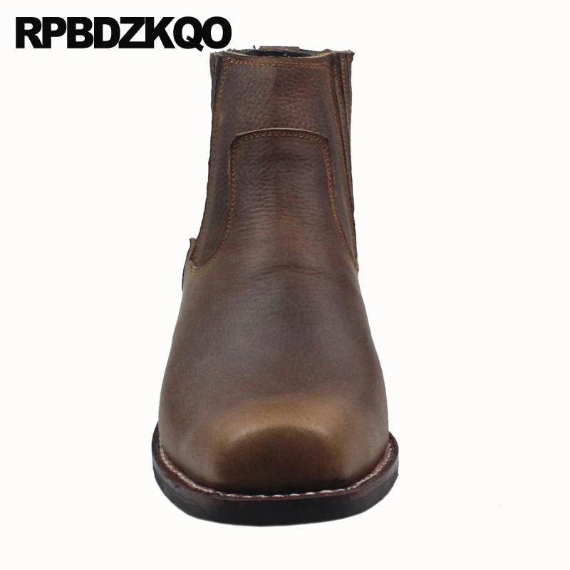 Квадратный носок в ковбойском стиле Челси короткая Коричневый Goodyear фальцовые