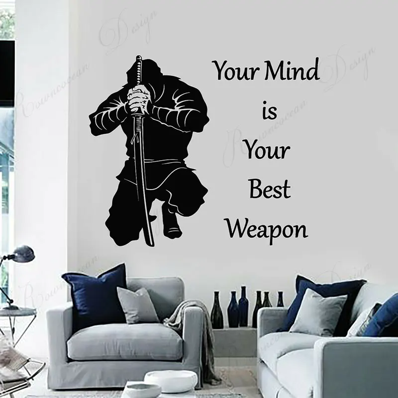 Samurai Weapon Japanese Warrior Wall Sticker Vinyl Home Decoration Living Room Boys Bedroom Decals Removable Mural Wallpape 4220