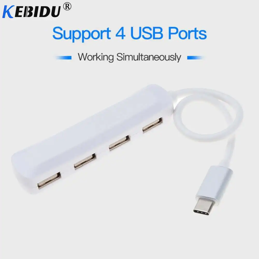 Разветвитель kebidu с Type C на USB 2 0 4 порта 3 1 высокоскоростной адаптер для ПК ноутбука