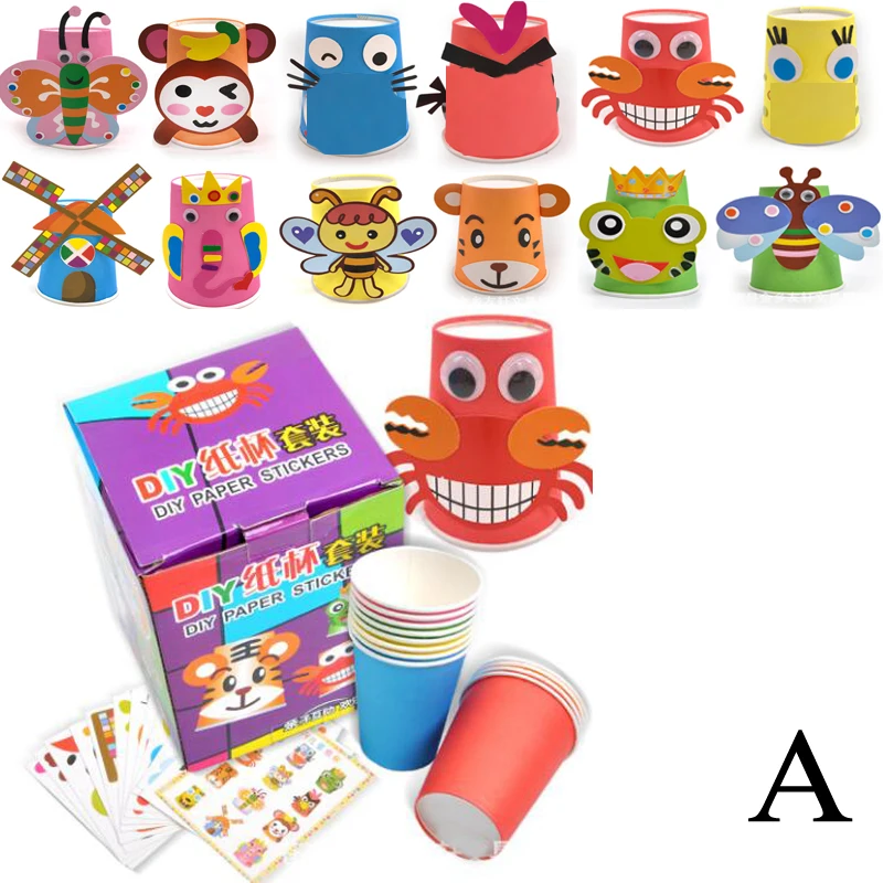 12 шт./компл. детские бумажные стаканчики ручной работы с изображением животных