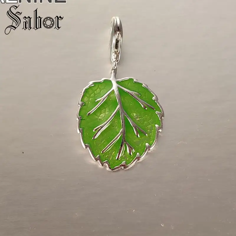 Классический посеребренный зеленый лист Diy амулеты подходят браслеты и ожерелья